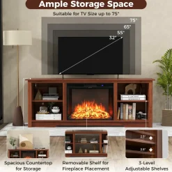 Tangkula Fireplace TV Stand for 75 Inches TV