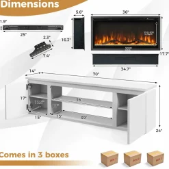Tangkula Fireplace TV Stand for TVs up to 80