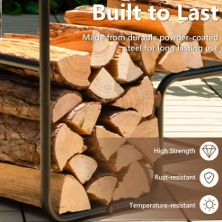 Tangkula Firewood Log Carrier Mover, Wood Rack Storage Mover with Rolling Wheels & Ergonomic Handle
