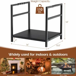 Tangkula Firewood Log Rack, Heavy Duty Firewood Holder with Unique Handle and Raised Feet