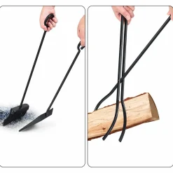 Tangkula Firewood Rack with 4 Fireplace Tools, Firewood Rack Bin Log Holder with Fireplace Tools Set (17.5