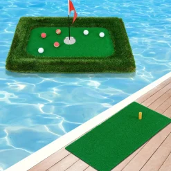 Tangkula Floating Golf Green for Pool, Floating Chipping Green Includes Golf Hitting Mat