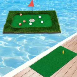 Tangkula Floating Golf Green for Pool, Floating Chipping Green Includes Golf Hitting Mat