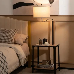 Tangkula Floor Lamp with End Table and USB Charging Ports