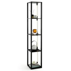 Tangkula Floor Lamp with Shelves, 64 Inches Modern Shelf Floor Lamp with 3-Level Dimmable LED Bulbs and Rotatable LED Poles