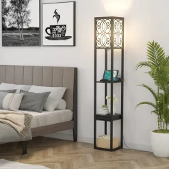 Tangkula Floor Lamp with Shelves and Drawer