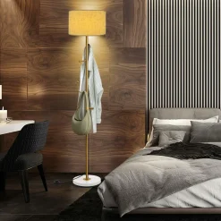 Tangkula Floor Lamp with Coat Rack, Freestanding Lamp with 5 Hooks & Foot Switch