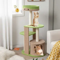 Tangkula Flower Cat Tree for Indoor Large Cats (Green & Brown)