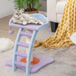 Tangkula Flower Cat Tree, Cute Cat Tower (Purple & Blue)