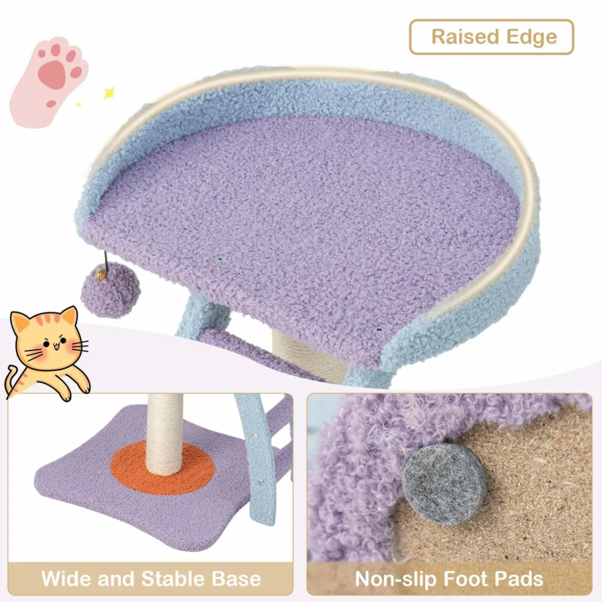 Tangkula Flower Cat Tree, Cute Cat Tower (Purple & Blue)