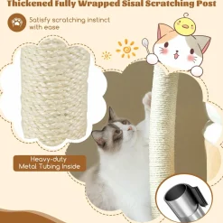 Tangkula Flower Cat Tree, 33 Inch Cute Cat Tower with Sisal Scratching Post, Washable Padded Top Perch