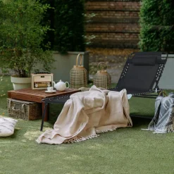 Tangkula Foldable Beach Lounge Chair for Outdoor, Reclining Chair with Removable Headrest