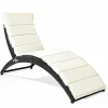 Tangkula Foldable Patio Lounge Chair, Outdoor Rattan Lounger Chaise