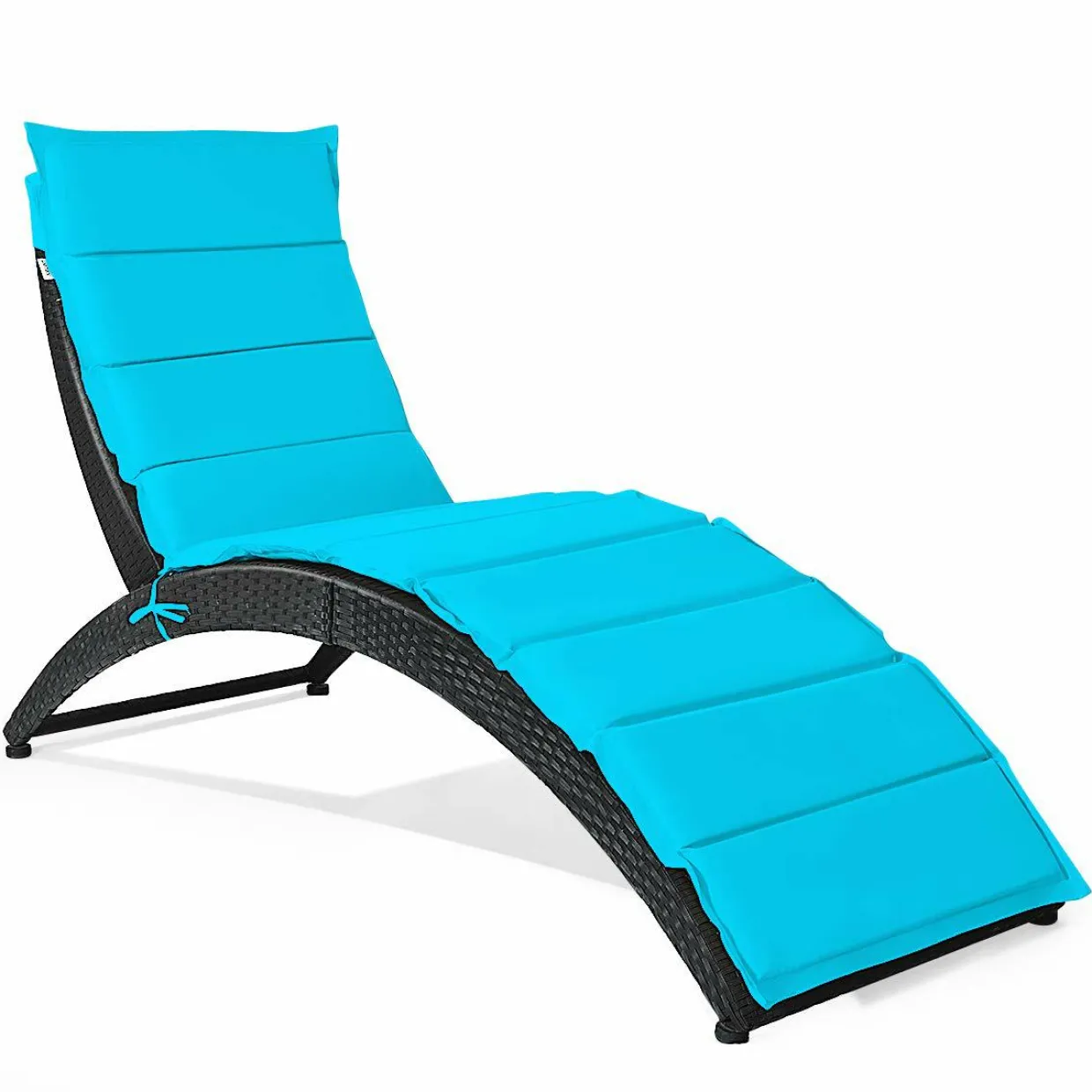 Tangkula Foldable Patio Lounge Chair, Outdoor Rattan Lounger Chaise