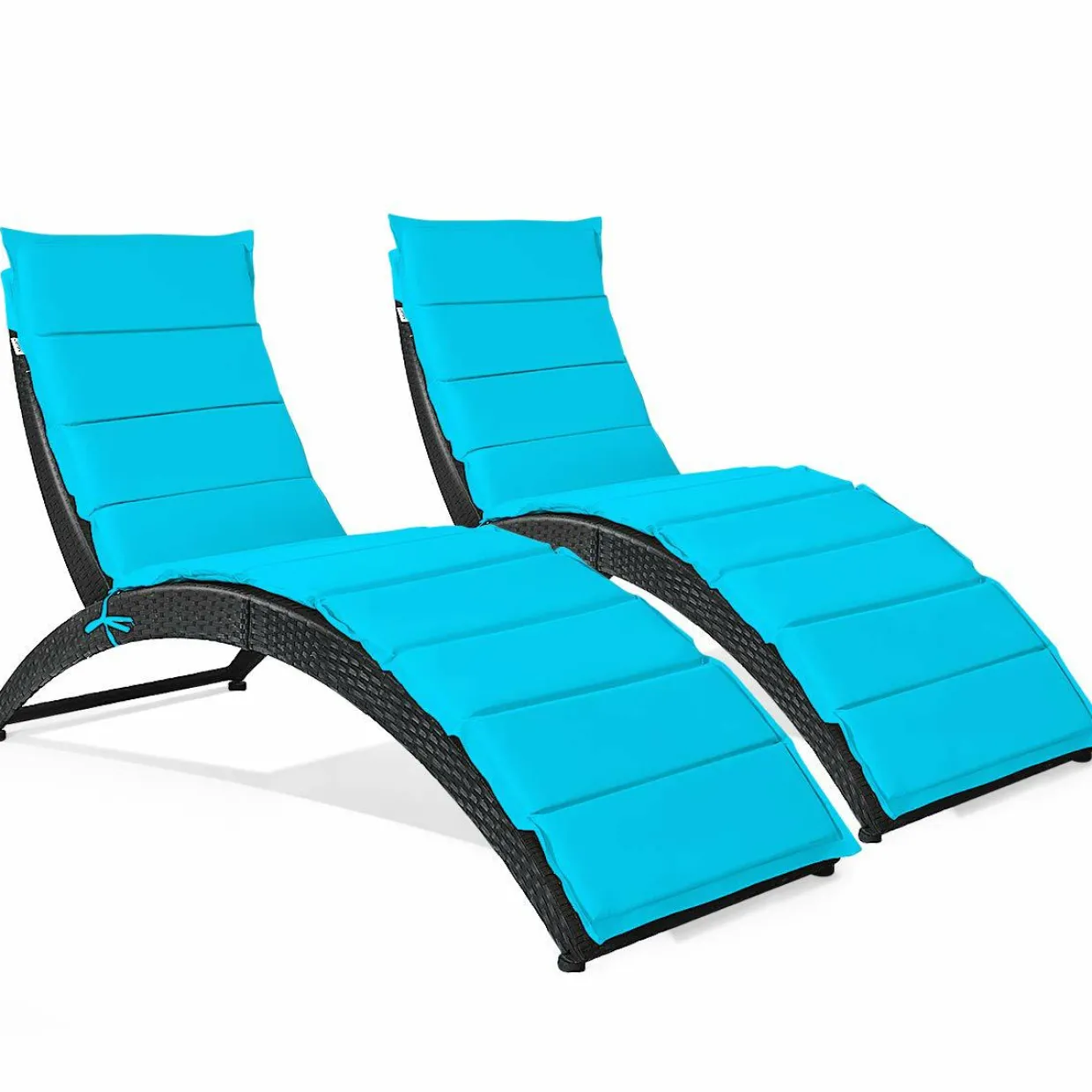 Tangkula Foldable Patio Lounge Chair, Outdoor Rattan Lounger Chaise