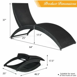 Tangkula Foldable Patio Lounge Chair, Outdoor Rattan Lounger Chaise