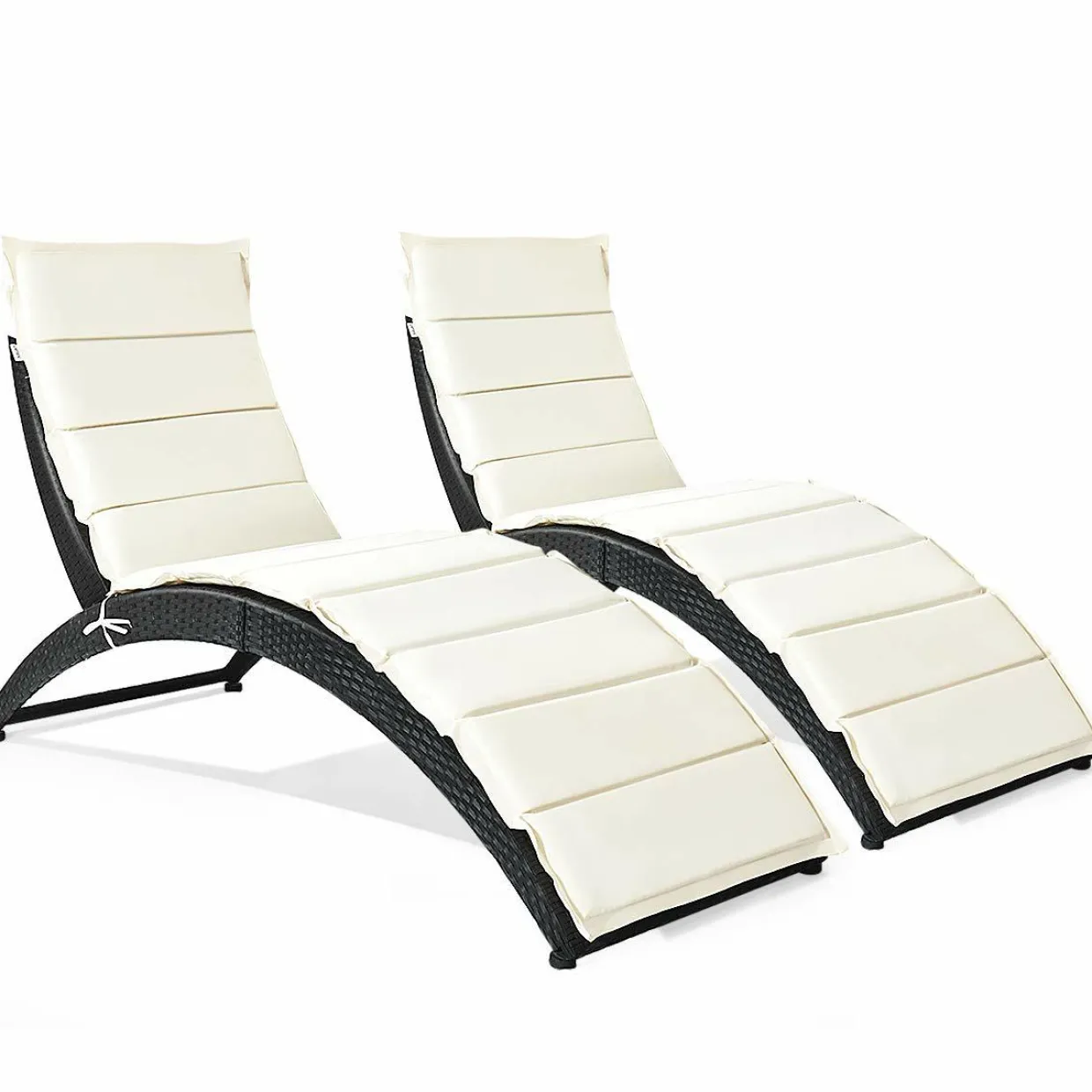 Tangkula Foldable Patio Lounge Chair, Outdoor Rattan Lounger Chaise