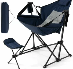 Tangkula Folding Camping Chair, Portable Camp Chair with Retractable Footrest