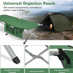 Tangkula Folding Camping Cot, Portable Sleeping Cot with Carrying Bag
