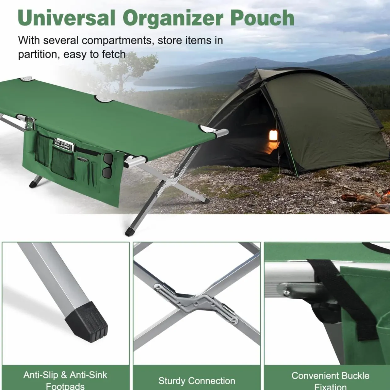 Tangkula Folding Camping Cot, Portable Sleeping Cot with Carrying Bag