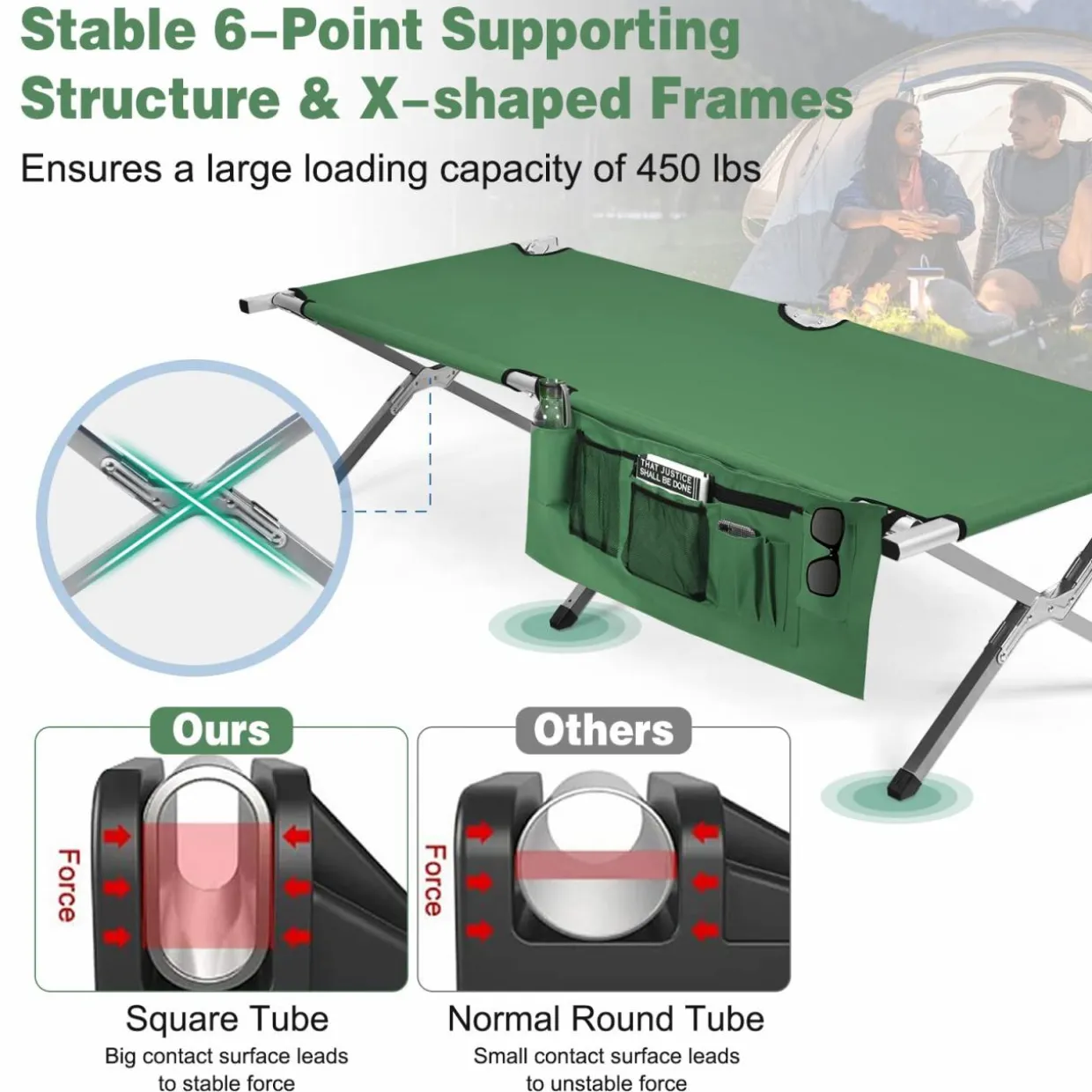 Tangkula Folding Camping Cot, Portable Sleeping Cot with Carrying Bag