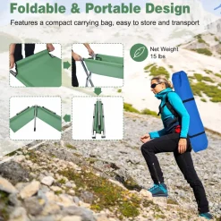 Tangkula Folding Camping Cot, Portable Sleeping Cot with Carrying Bag