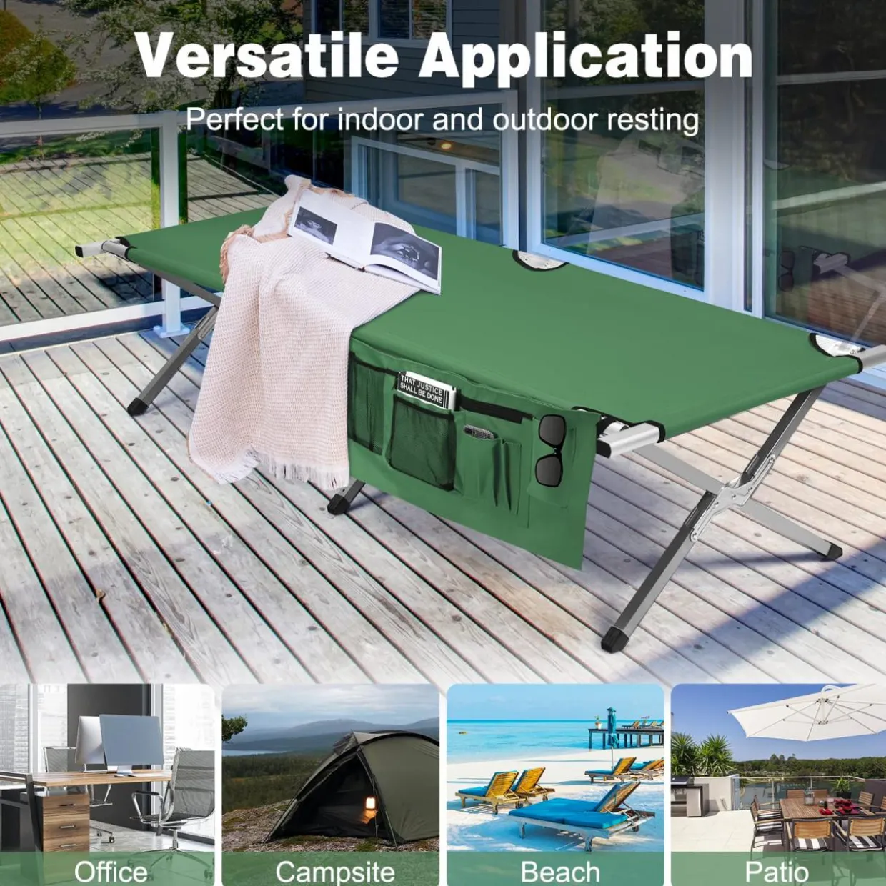 Tangkula Folding Camping Cot, Portable Sleeping Cot with Carrying Bag