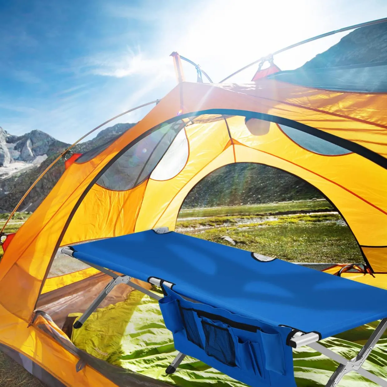 Tangkula Folding Camping Cot, Portable Sleeping Cot with Carrying Bag