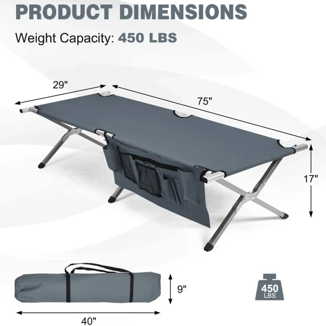 Tangkula Folding Camping Cot, Portable Sleeping Cot with Carrying Bag