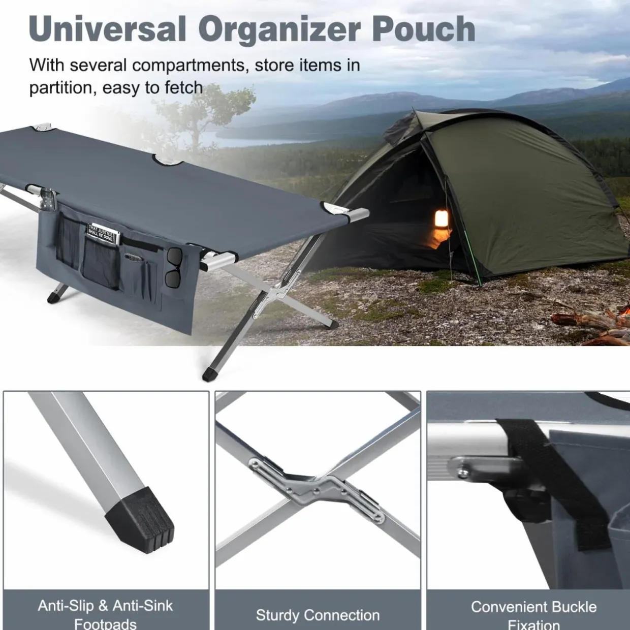 Tangkula Folding Camping Cot, Portable Sleeping Cot with Carrying Bag