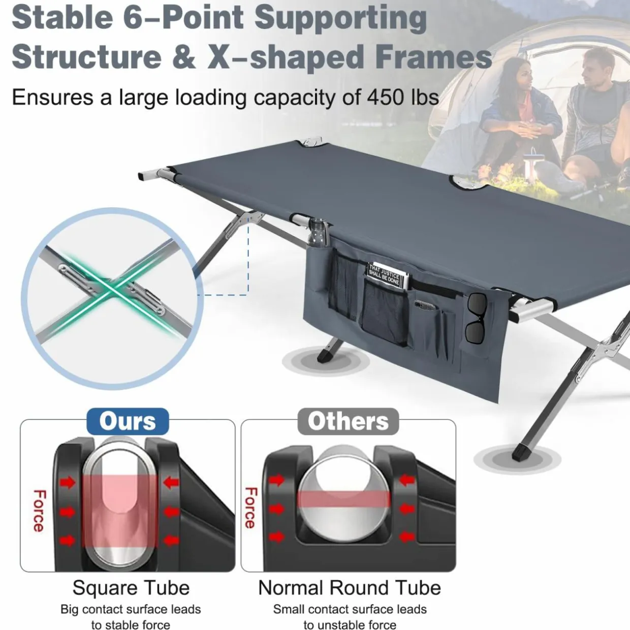 Tangkula Folding Camping Cot, Portable Sleeping Cot with Carrying Bag