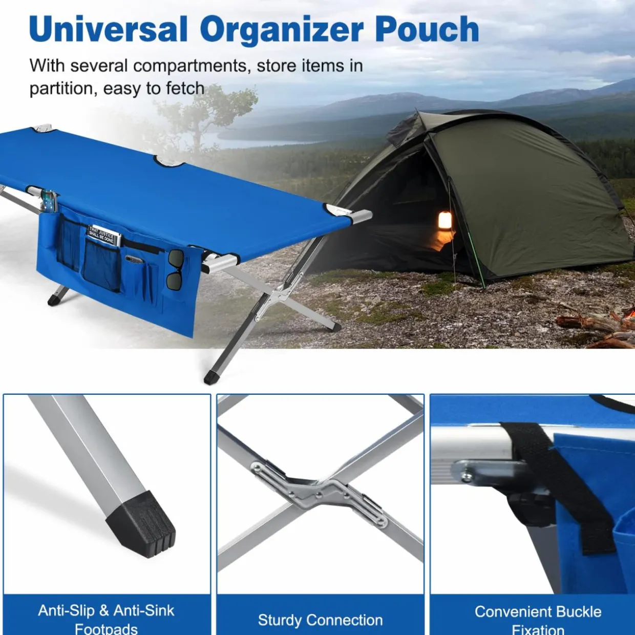 Tangkula Folding Camping Cot, Portable Sleeping Cot with Carrying Bag