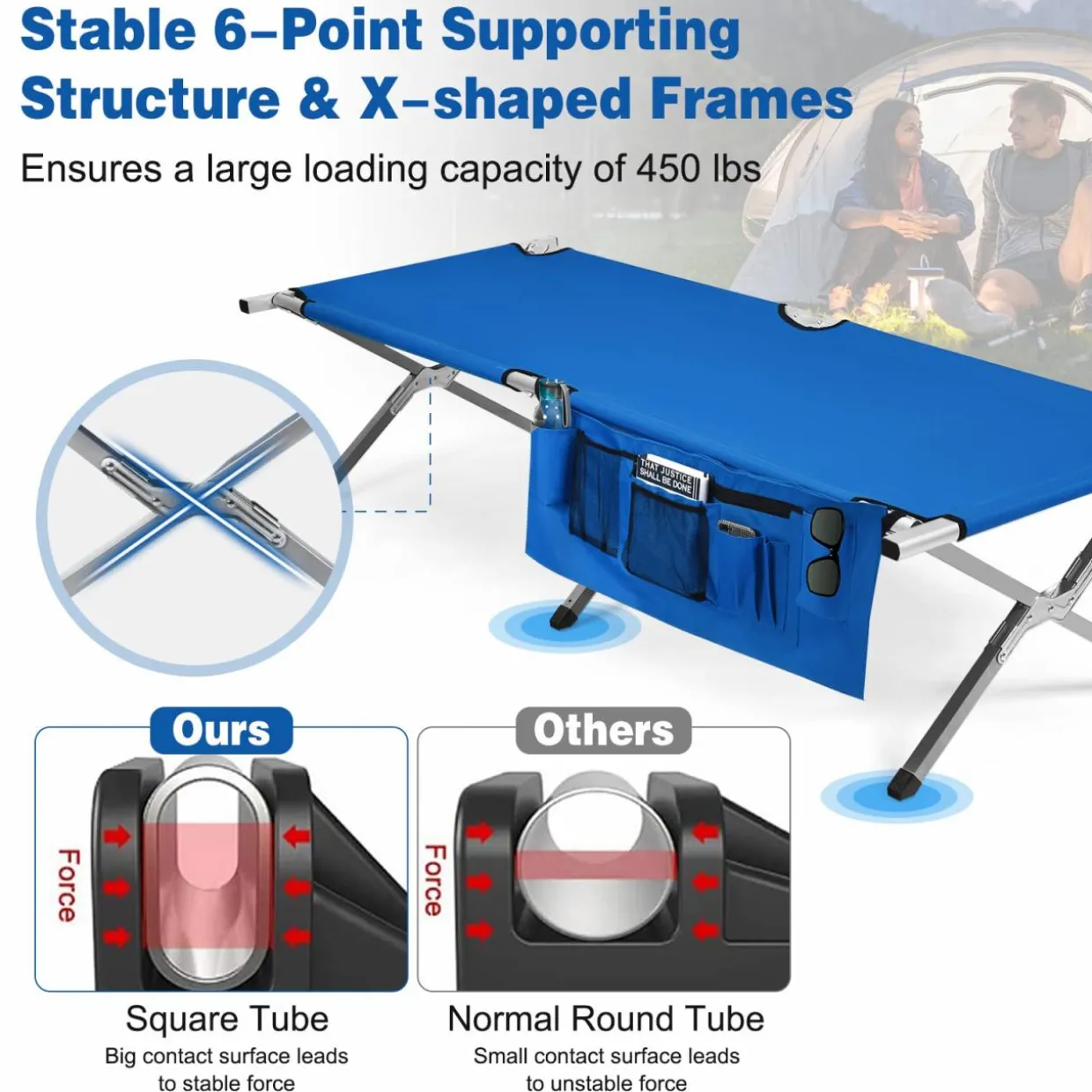 Tangkula Folding Camping Cot, Portable Sleeping Cot with Carrying Bag