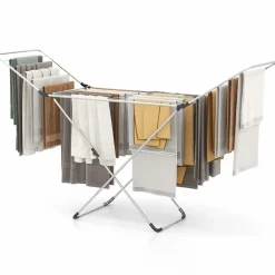 Tangkula Folding Clothes Drying Rack, Lightweight Aluminum Laundry Drying Rack w/Adjustable Wings