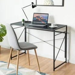 Tangkula Folding Computer Desk, Study Writing Desk with 6 Hooks