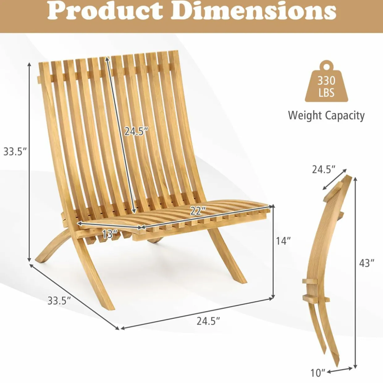 Tangkula Folding Patio Chair