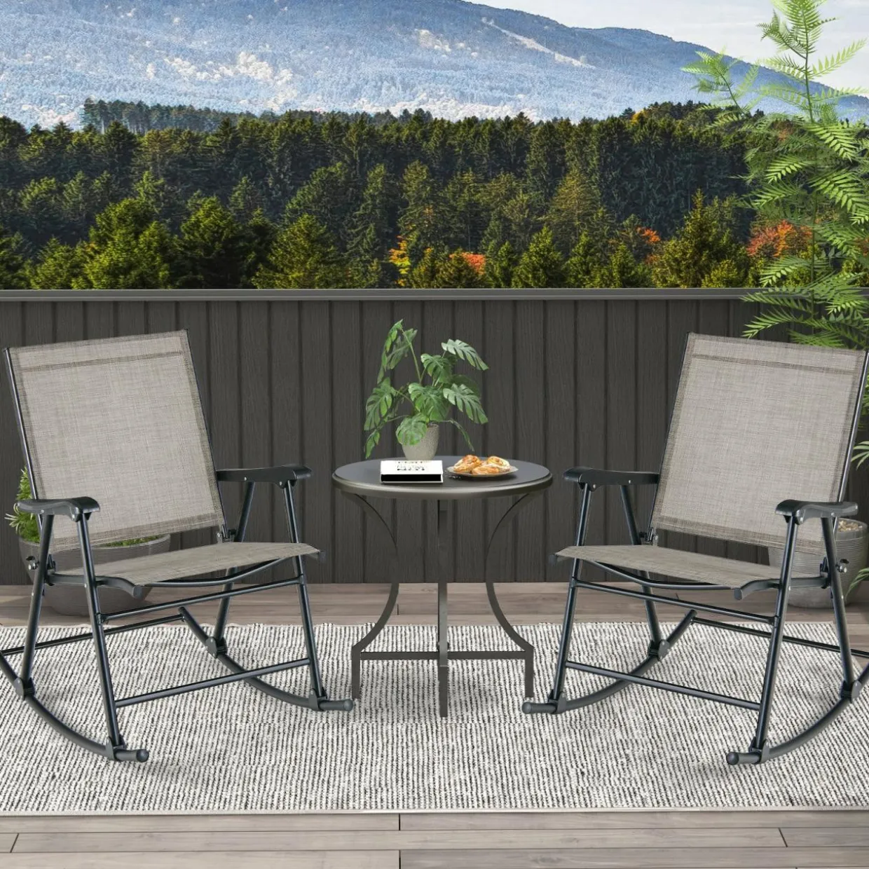 Tangkula Folding Rocking Chair Set of 2