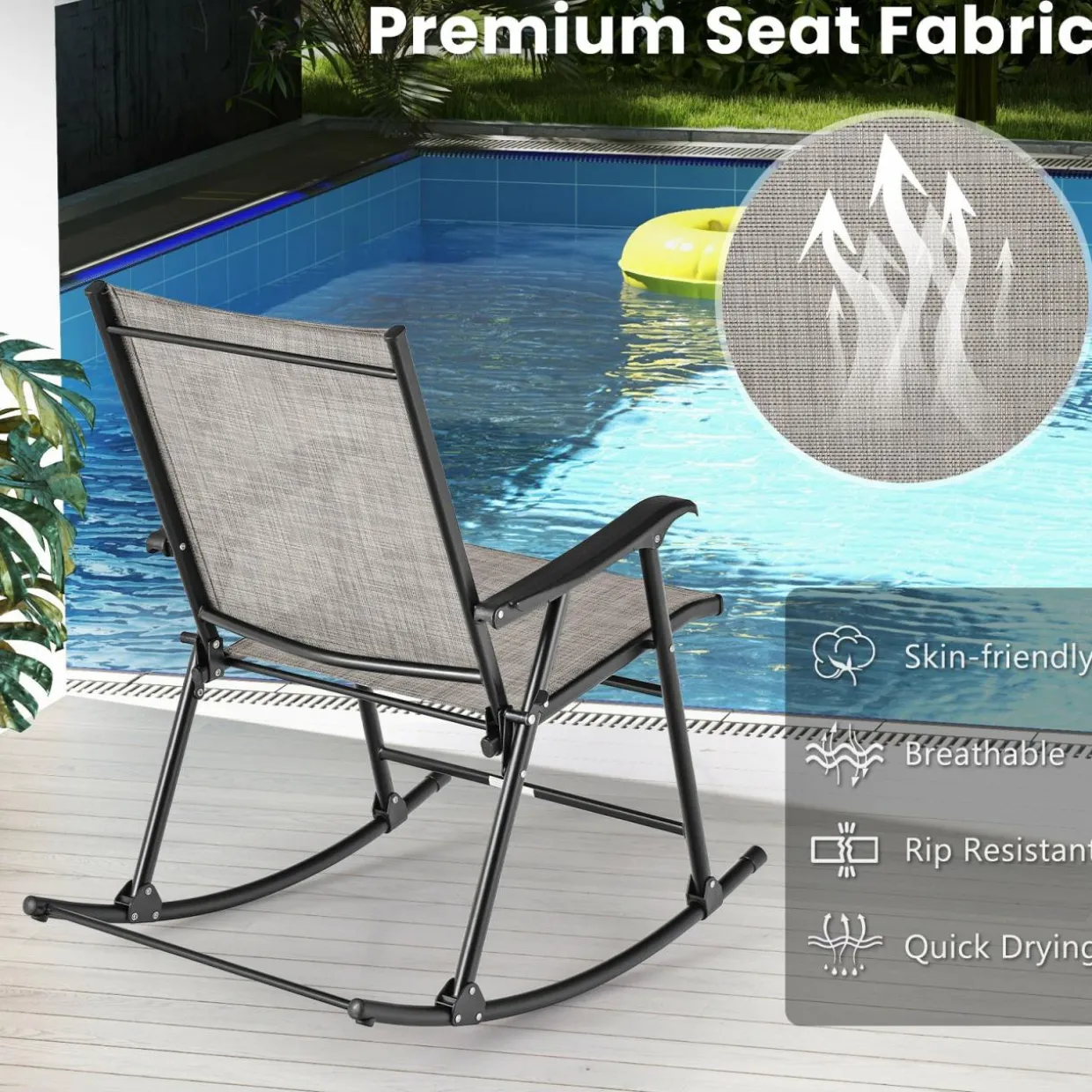Tangkula Folding Rocking Chair Set of 2