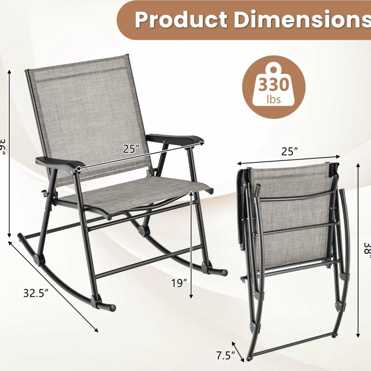 Tangkula Folding Rocking Chair Set of 2