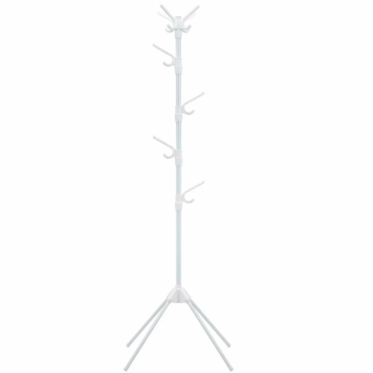 Tangkula Free Standing Coat Rack, Entryway Coat Tree with Detachable Hooks & Foldable legs (White)