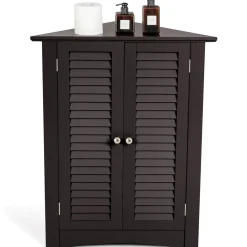 Tangkula Freestanding Floor Cabinet Organizer for Kitchen Living Room Bathroom