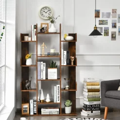 Tangkula Freestanding Tree Bookshelf, Corner Storage Organizer with 13 Open Shelves