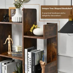Tangkula Freestanding Tree Bookshelf, Corner Storage Organizer with 13 Open Shelves