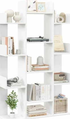 Tangkula Freestanding Tree Bookshelf, Corner Storage Organizer with 13 Open Shelves