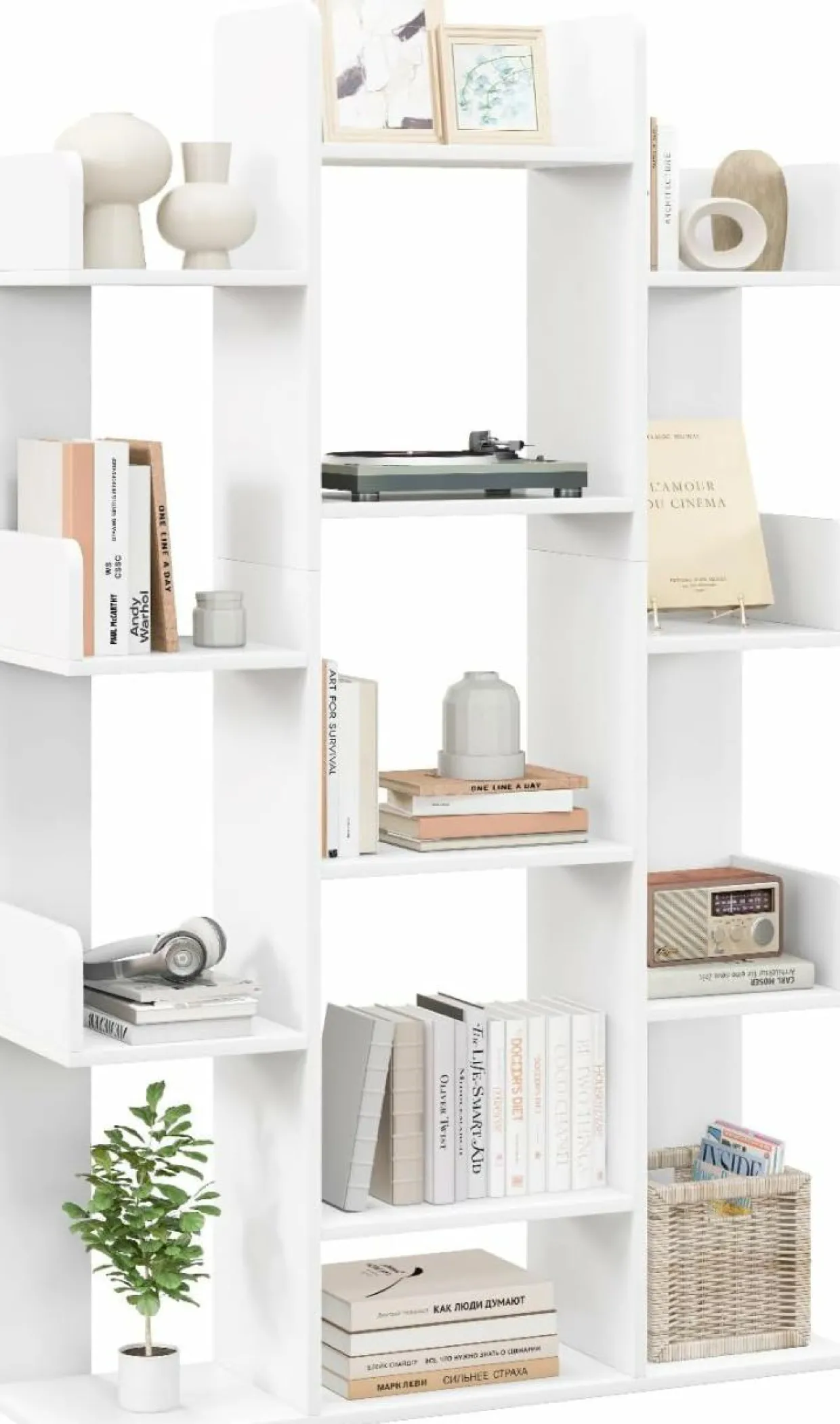 Tangkula Freestanding Tree Bookshelf, Corner Storage Organizer with 13 Open Shelves