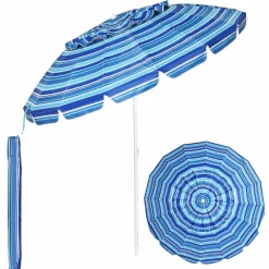 Tangkula 8FT Beach Umbrella, Portable Beach Umbrella W/Sand Anchor & Tilt Mechanism, 16 Sturdy Fiberglass Ribs
