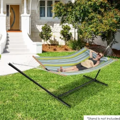 Tangkula 10.5FT Double Hammock, Heavy Duty Outdoor Hammock with Curved Spreader Bars