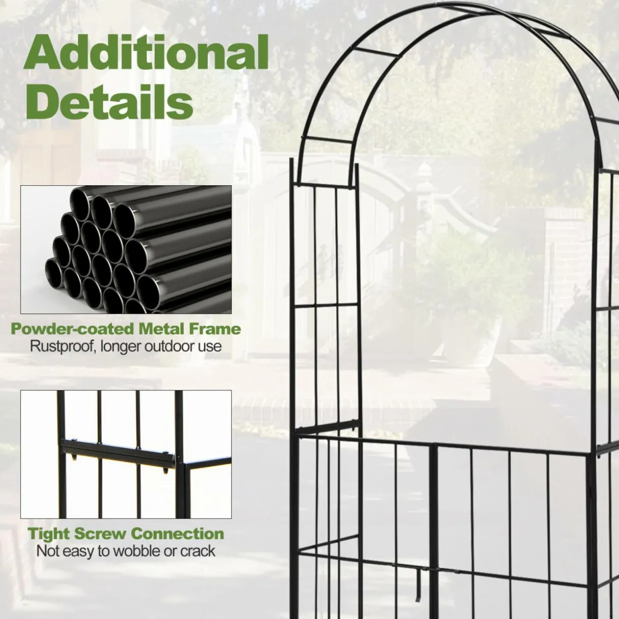 Tangkula 7.5Ft Garden Arbor with Gate
