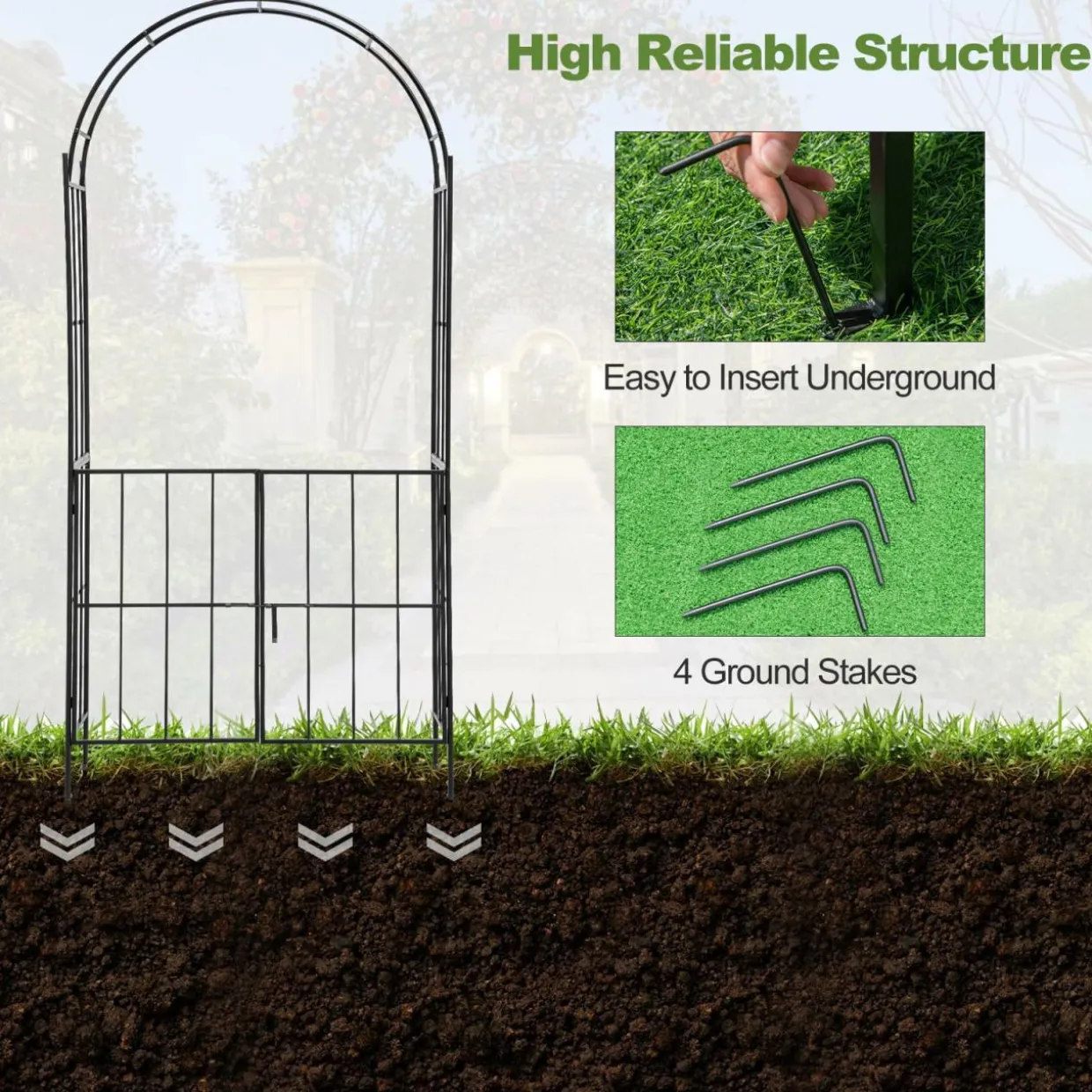 Tangkula 7.5Ft Garden Arbor with Gate