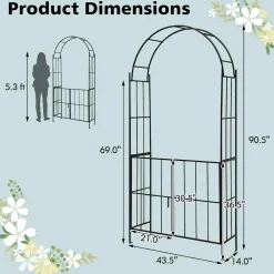 Tangkula 7.5Ft Garden Arbor with Gate